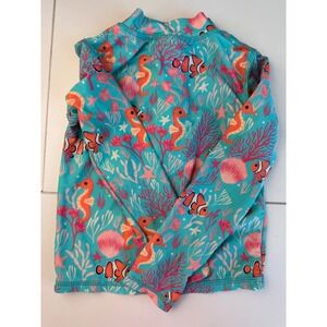 RuffleButts Toddler Rash Guard Swim Shirt 3T Seahorse Clownfish Ocean Print UPF